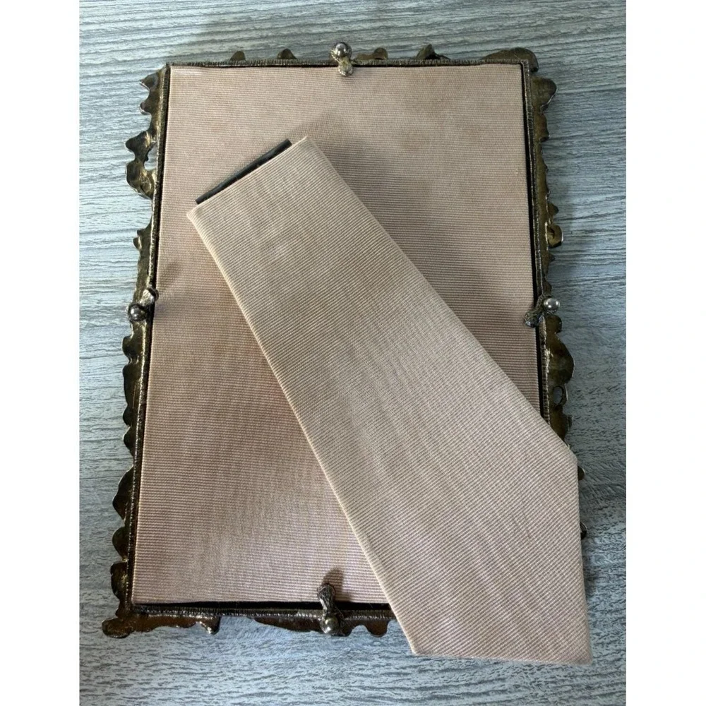 Metzke Vtg Photo Frame Antiqued Brass Finish Pewter 5